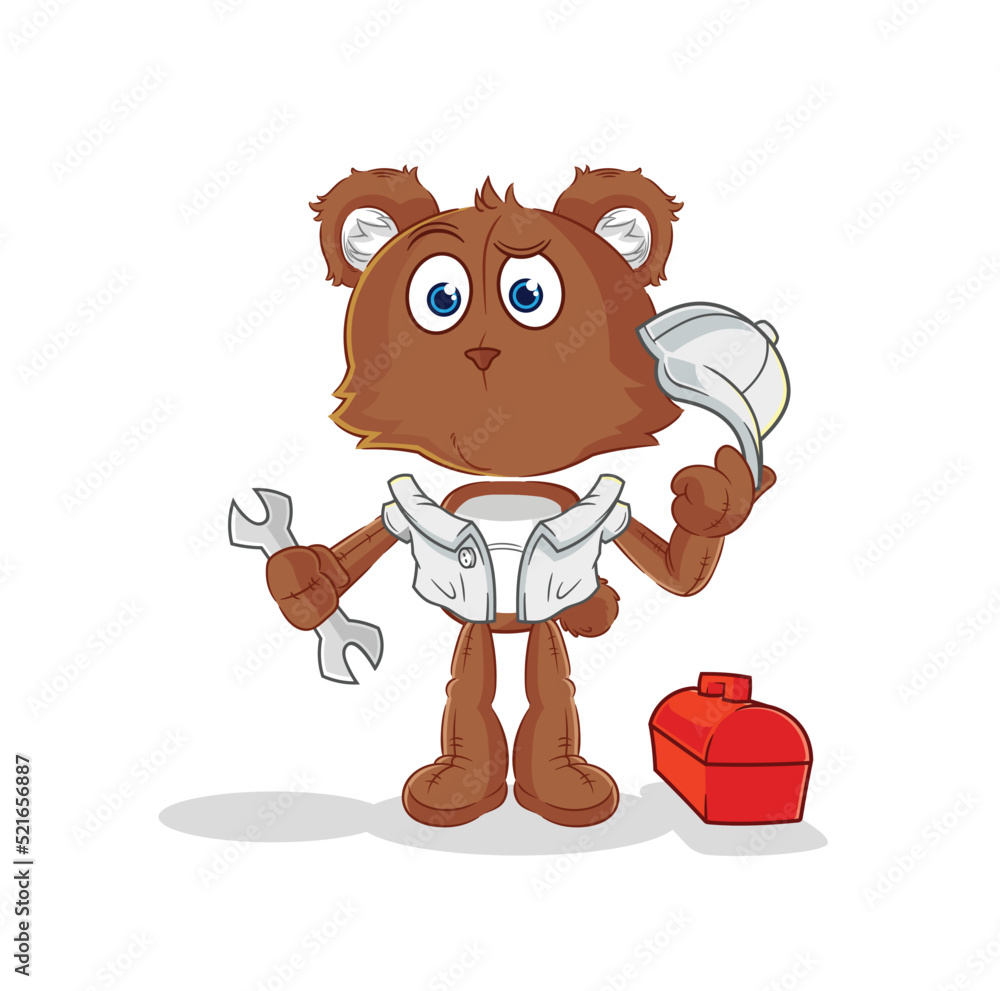 bear mechanic cartoon. cartoon mascot vector
