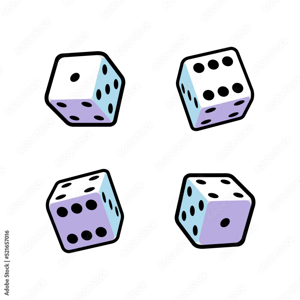 Set of dice in isometric style on a white background for print and design.Vector illustration. Set of dice in isometric style on a white background for print and design.Vector illustration.