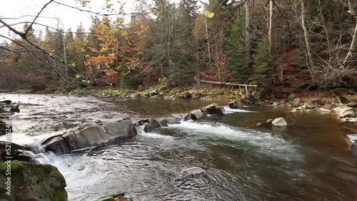 A magical river in the mountains, an autumn river, an autumn forest,a river in the mountains