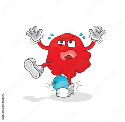red cloth hiten by bowling cartoon. cartoon mascot vector