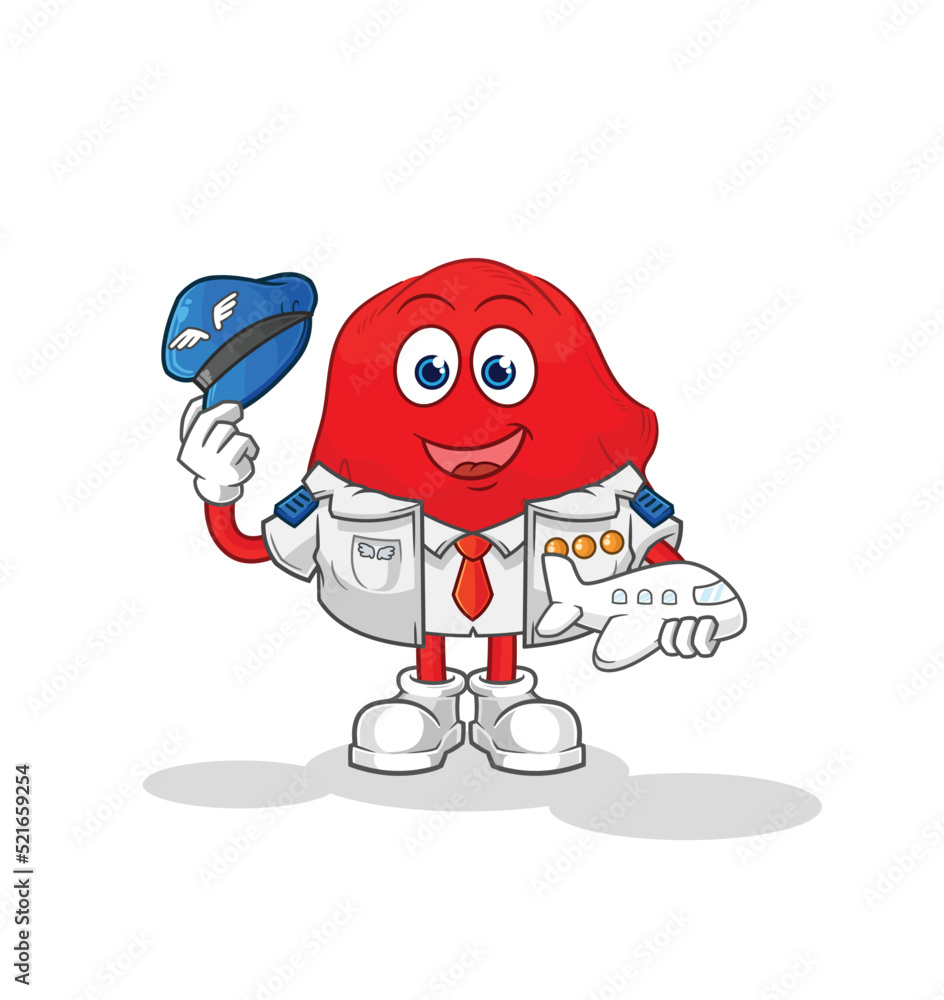 red cloth pilot mascot. cartoon vector red cloth pilot mascot. cartoon vector