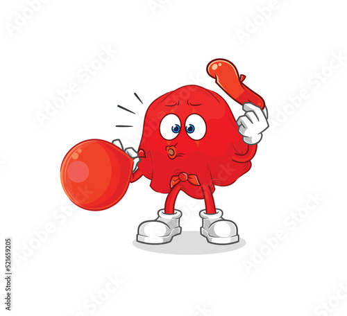 red cloth pantomime blowing balloon. cartoon mascot vector