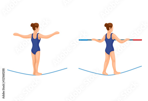 People walk in rope balance and freestyle sport symbol set illustration vector