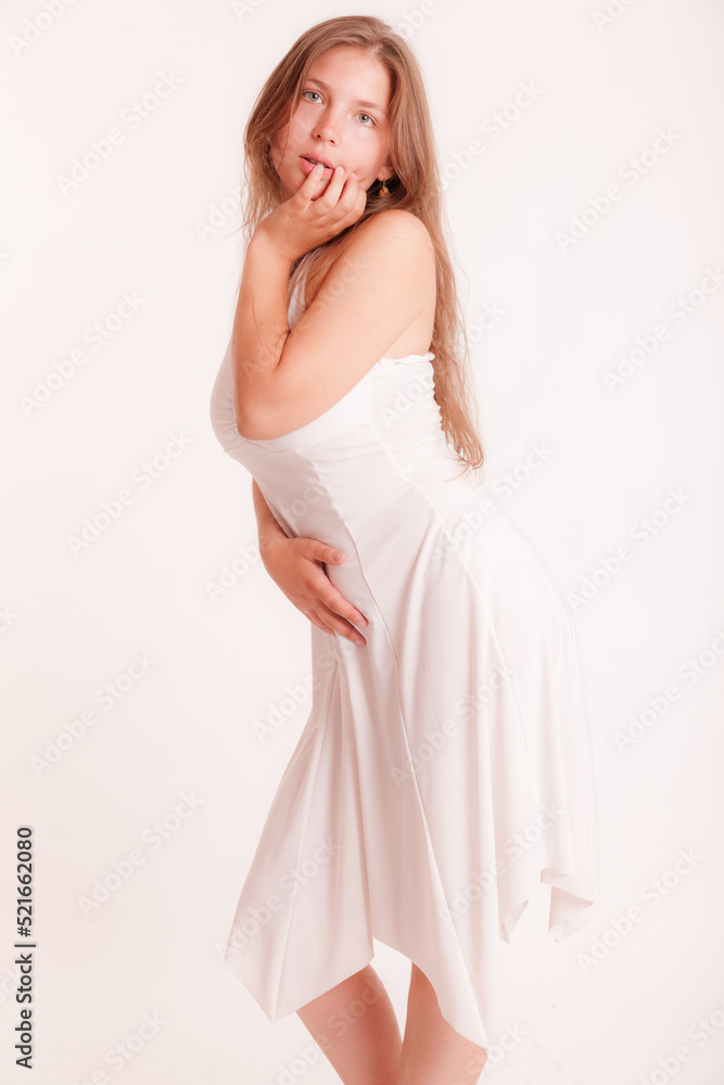 portrait of a girl in a white dress