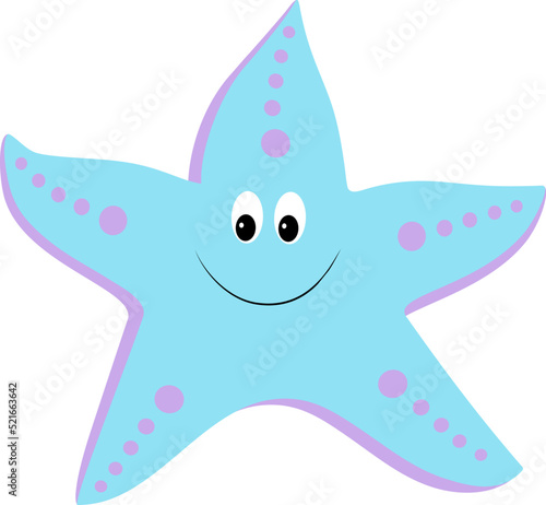 Vector illustration of funny starfish. Cartoon sea star. Isolated element.