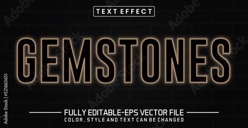 Glowing Gemstones neon light, Editable Graphic Style text effect