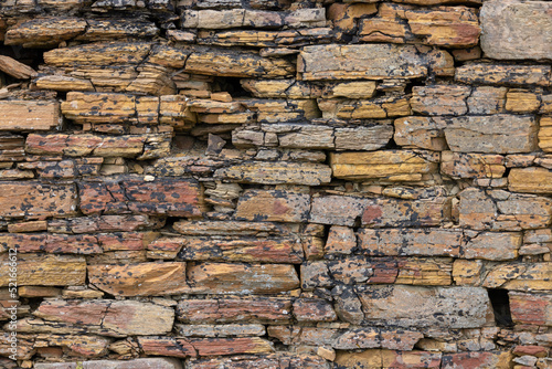 Tableau sur toile Iron Age Dry Stone Wall, Broch of Borwick, Yesnaby, Orkney, Scotland