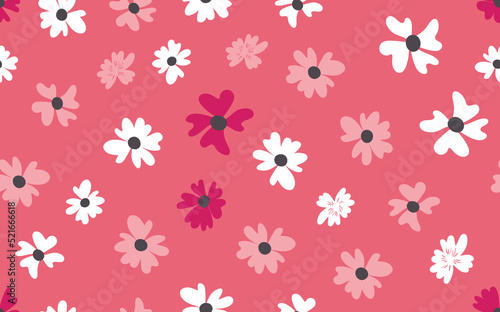 Seamless floral pattern based on traditional folk art ornaments. Colorful flowers on color background. Scandinavian style. Sweden nordic style. Vector illustration. Simple minimalistic pattern