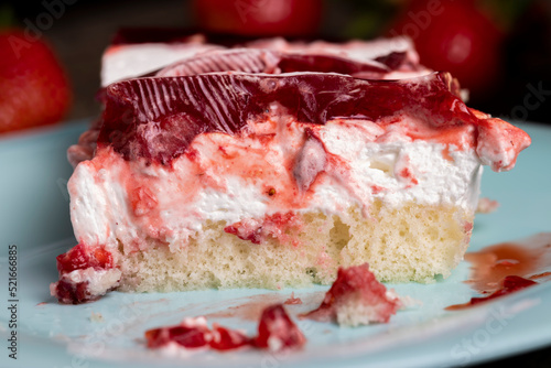 strawberry cream cheese cake with red sweet jam