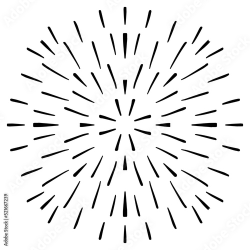 Hand drawn geometric radial line sunburst 