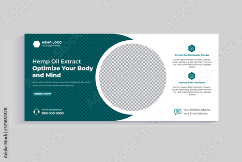 Hemp Oil Product and CBD oil Social Media Banner or Facebook timeline Cover Template
