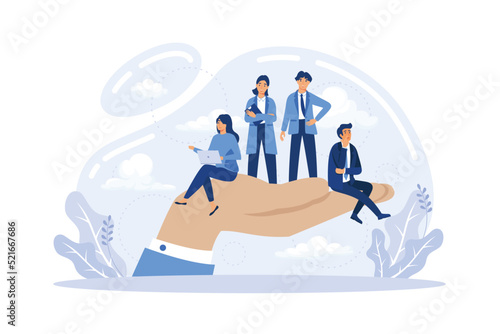 Trade union concept. Employees care idea. Employees wellbeing. flat vector illustration