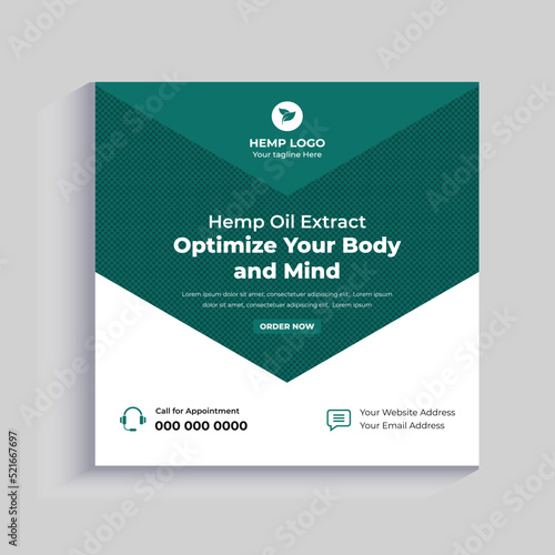 Natural hemp oil or Cbd product social media post square banner template