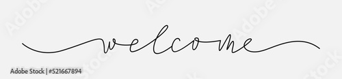 Continuous one line drawing of welcome , Vector icon isolated on white 