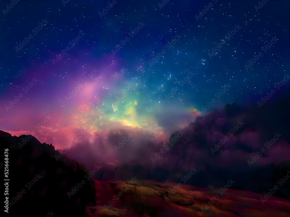 Colorful Cosmic Background with Light, Shining Stars, Stardust and ...