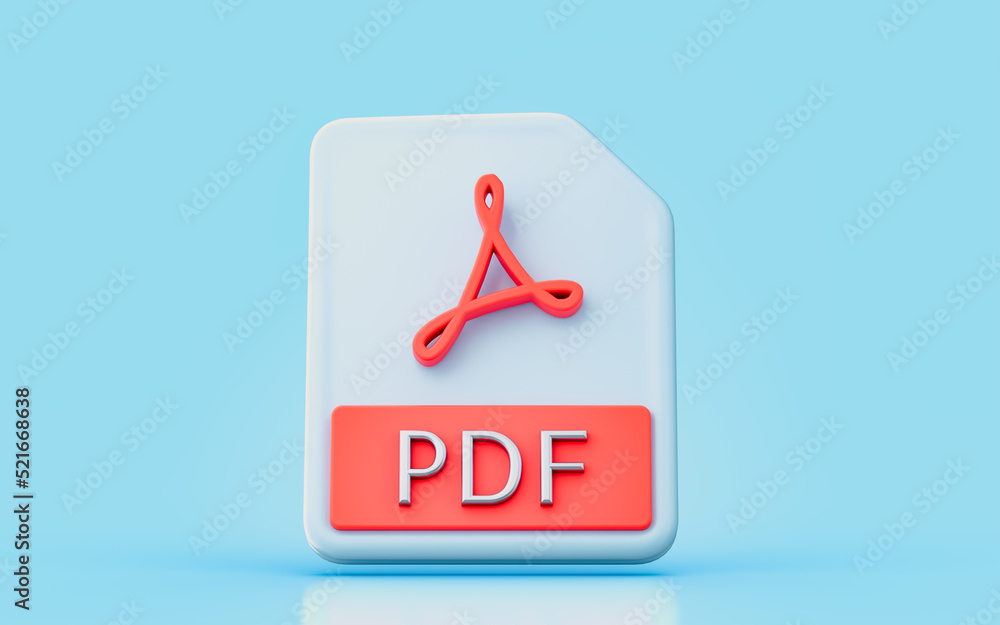 PDF document file sign 3d render concept for save information convert file transformation PDF document file sign 3d render concept for save information convert file transformation