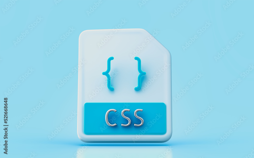 CSS document file sign 3d render concept for programmer contain create web developer CSS document file sign 3d render concept for programmer contain create web developer