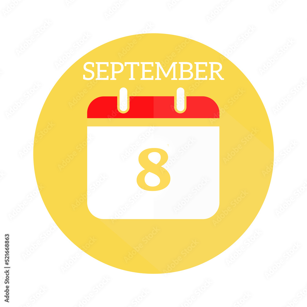 September 8 calendar flat icon September 8 calendar flat icon