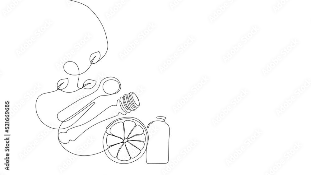 Animated self drawing of bottles with oil or honey or lemon or lime juice for scrubbing and body skin care with natural herbal skin care products. High quality FullHD footage Animated self drawing of bottles with oil or honey or lemon or lime juice for scrubbing and body skin care with natural herbal skin care products. High quality FullHD footage
