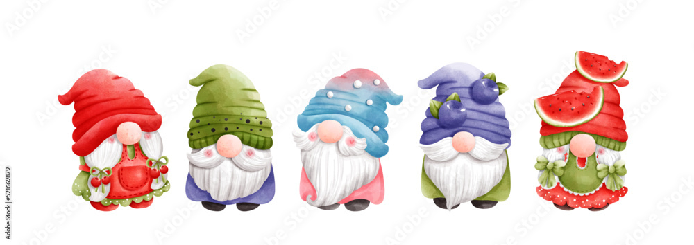 Summer gnome, fruit gnome vector illustration