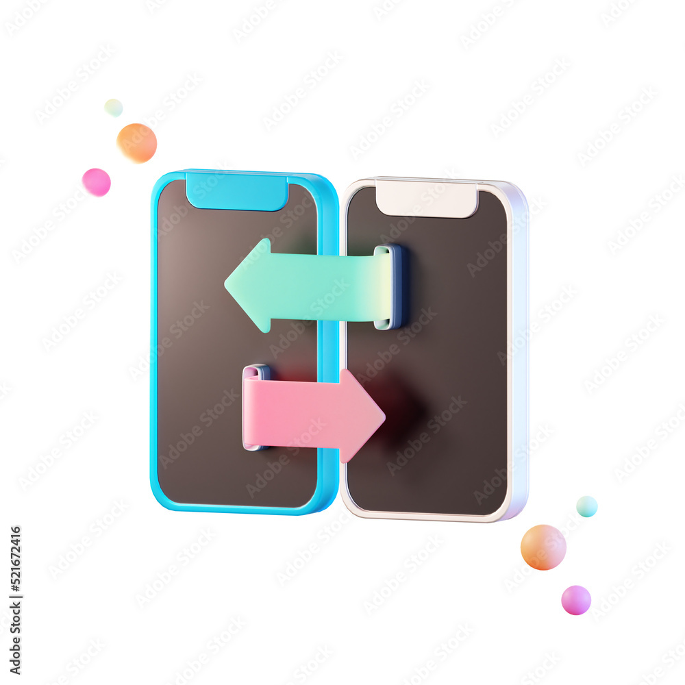 Obraz premium Smart phone Data transfer, 3d icon Illustration