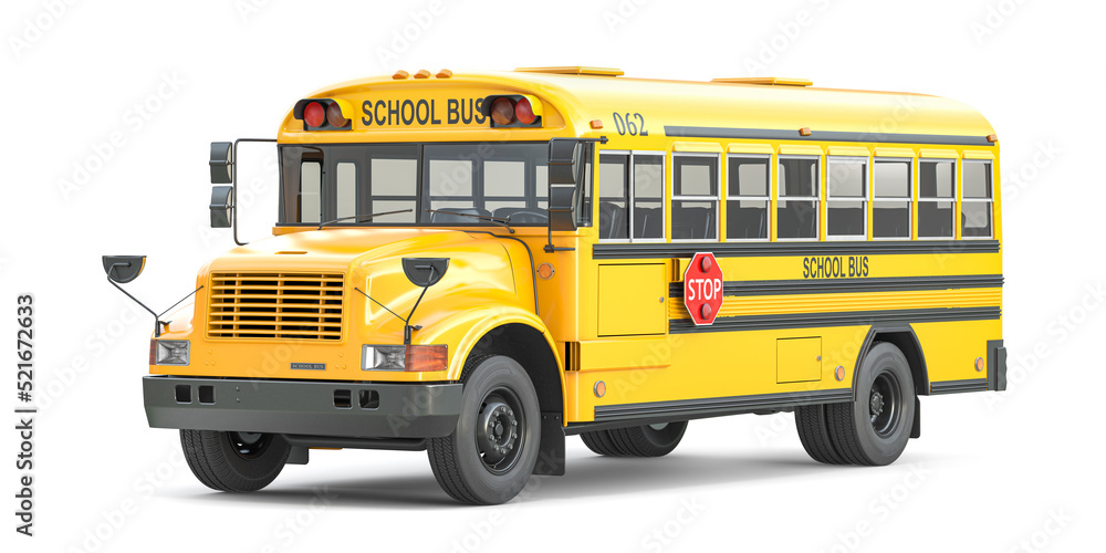 School bus isolated on white background. - obrazy, fototapety, plakaty 
