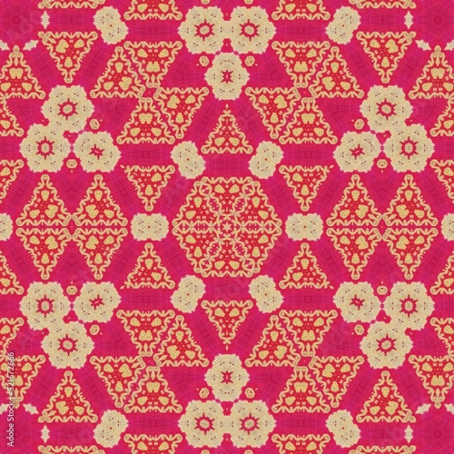 Repeated pattern design for Moroccan textile print. Turkish fashion for floor tiles and carpet. Traditional mystic background design. Arabesque ethnic texture. Geometric stripe ornament cover photo