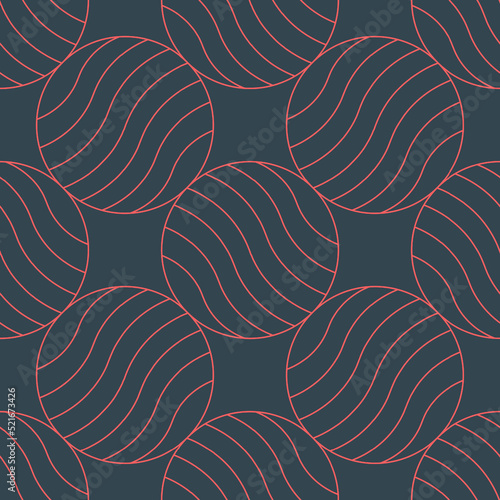 Cool Trendy Circles Outline Seamless Pattern Vector Techno Rave Abstract Background. Smooth Wavy Lines Circle Forms Regular Structure Repetitive Wallpaper. Fine Line Art Tileable Graphic Illustration