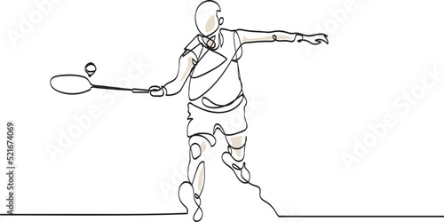 Continuous one line art minimalist vector: Badminton racquet sport