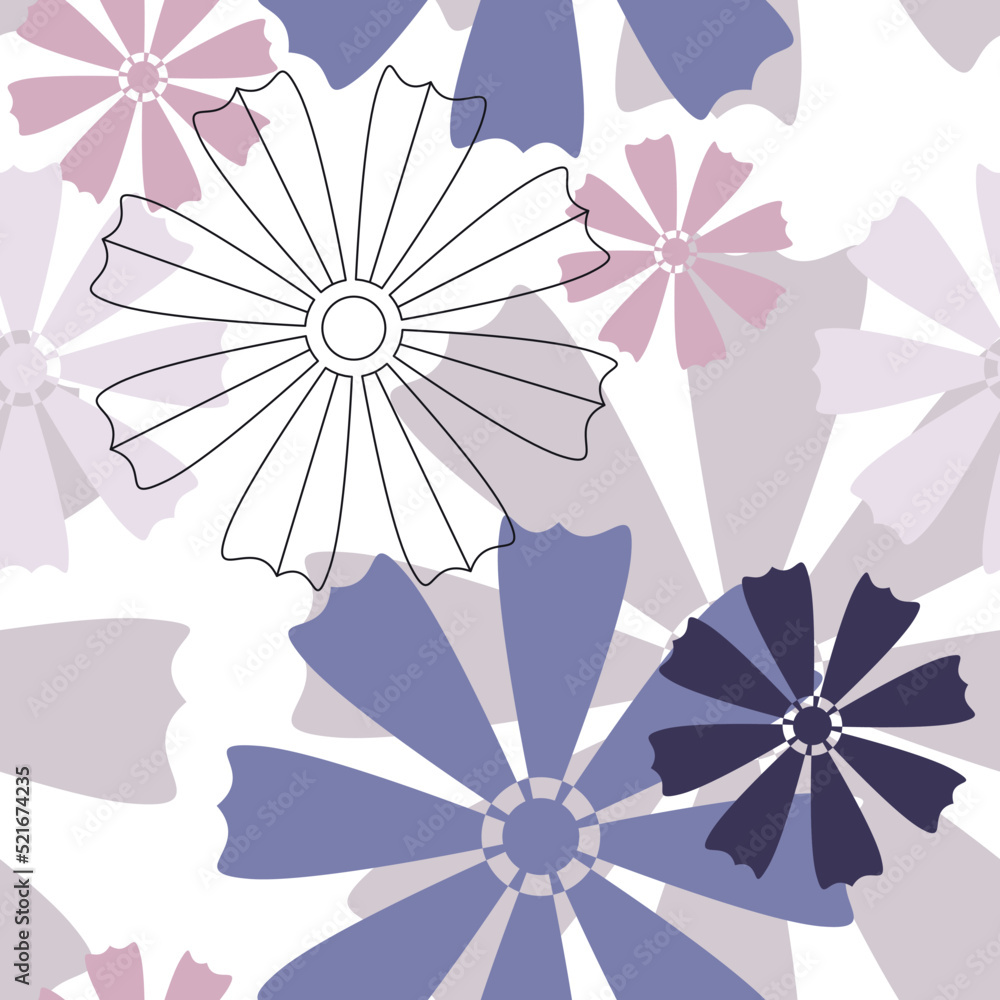 Vector flower seamless pattern. Abstract floral background illustration. Summer holiday backdrop. Wallpaper, fabric, textile, print, wrapping paper or package design.