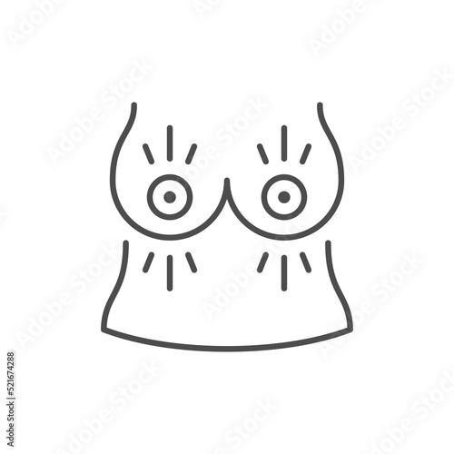 Woman breast swelling line icon