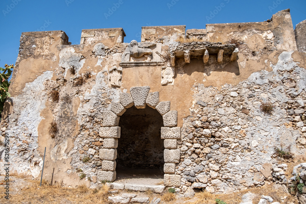 Kythira Kastro of Milopotamos Kato Chora Ionian islands Greece. Venetian castle at Kythera.