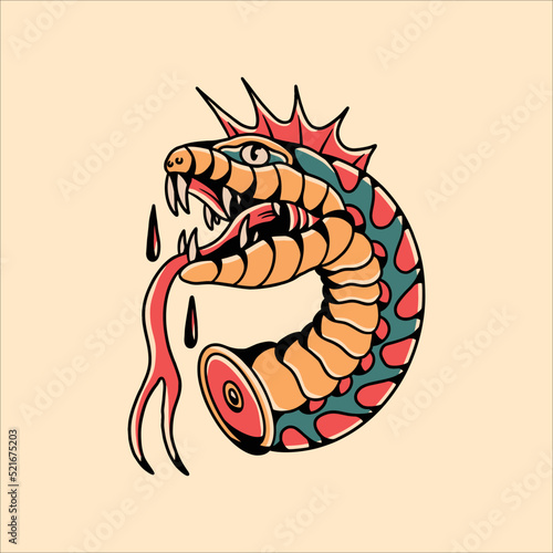 punk snake tattoo vector design