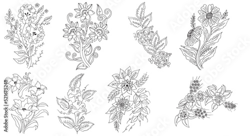 Fototapeta Naklejka Na Ścianę i Meble -  Hand drawing Sketch Flower vector design