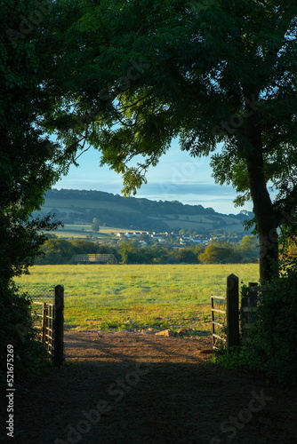 Farmland near town of Axminster in East Devon, UK.