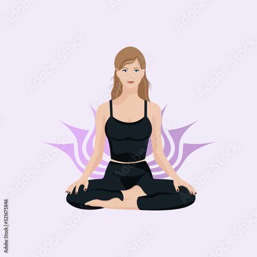Woman in lotos position in flat style