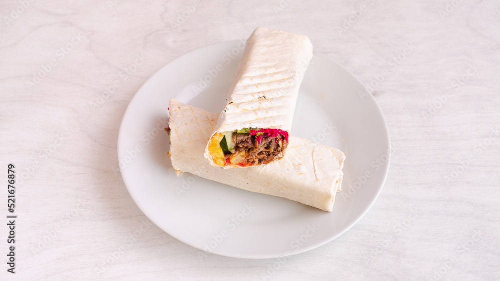 Beef durum kebab. Beef lavash doner kebab Stock Photo Adobe Stock