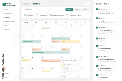 Home schooling Application UI Design Template

