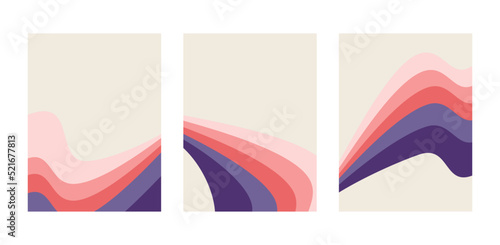 Trendy vector set of abstract background waves. Template for wallpaper, social media, print, backdrop, wall art, poster, home decor, card, banner, invitation, cover or package design.