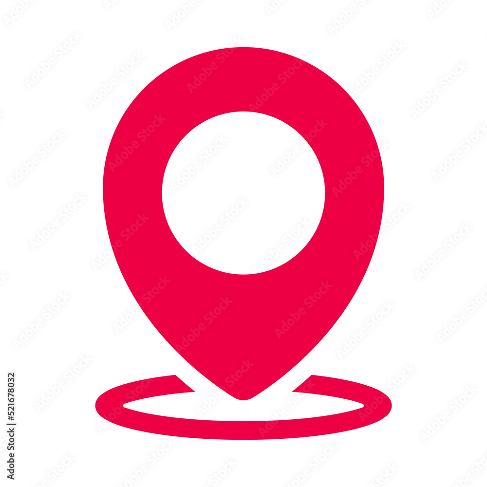 Pin pointer red icon. Pin map location sign. GPS symbol. Vector isolated on white. Pin pointer red icon. Pin map location sign. GPS symbol. Vector isolated on white.