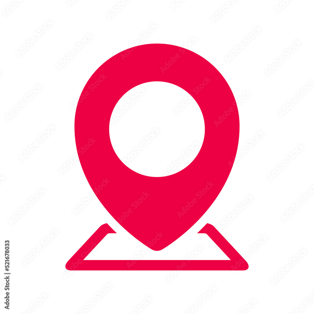 Pin pointer red icon. Pin map location sign. GPS symbol. Vector isolated on white. Pin pointer red icon. Pin map location sign. GPS symbol. Vector isolated on white.