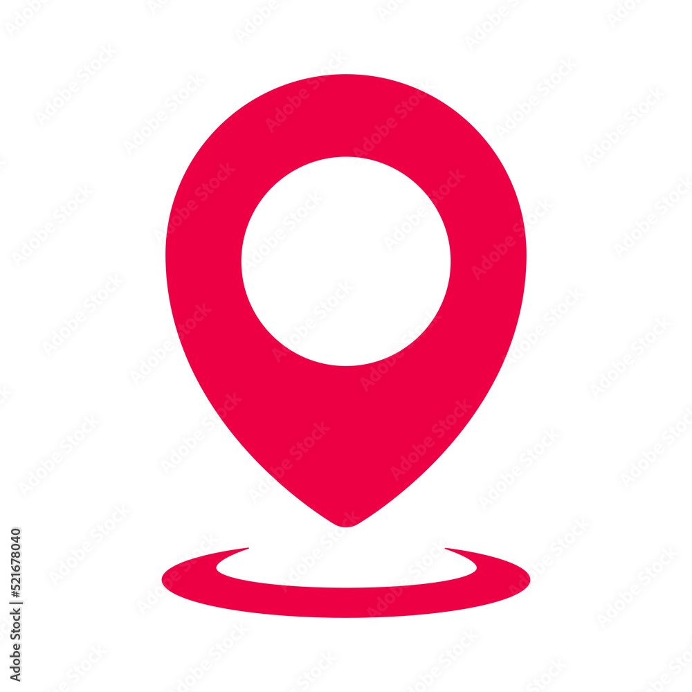 Pin pointer red icon. Pin map location sign. GPS symbol. Vector isolated on white. Pin pointer red icon. Pin map location sign. GPS symbol. Vector isolated on white.