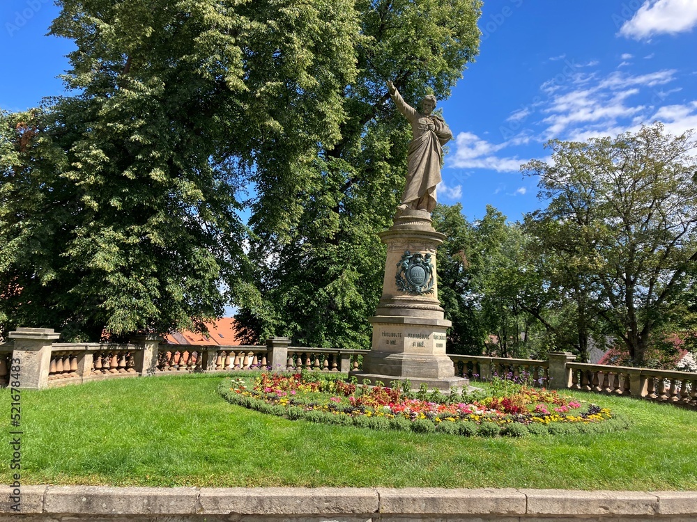 Fototapeta premium A statue of Karel Havlicek Borovsky in Kutna Hora, Czech Republic
