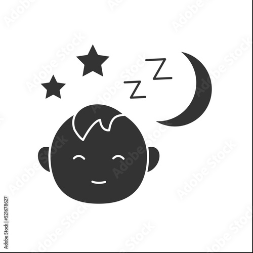 Sleep glyph icon. Baby born sleep at night. Nighttime. Sleeping concept. Filled flat sign. Isolated silhouette vector illustration