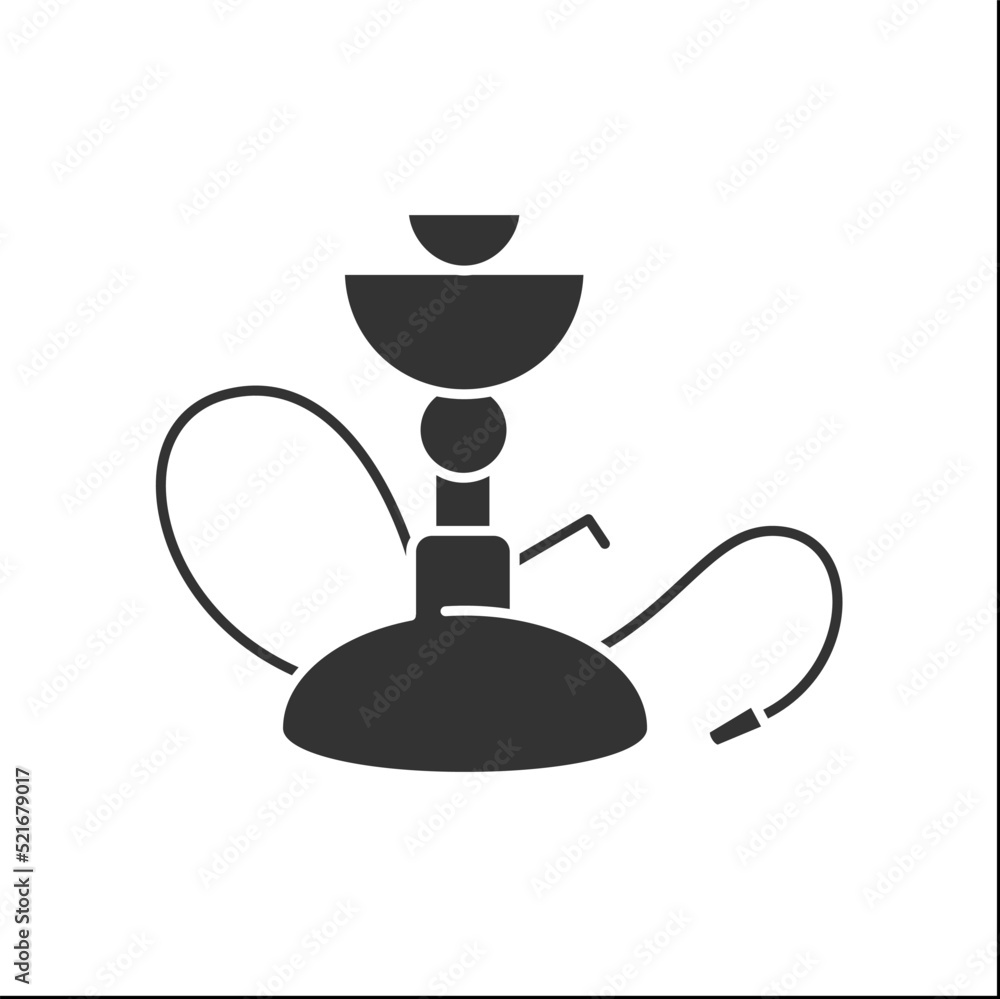 Hookah glyph icon. Hookah bar, shop. Smoke bar. Lounge. Restaurant