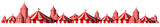 Circus Horizontal design and festival background with blank space as a big top tent carnival fun and entertainment icon for a theatrical party festival isolated on a white 