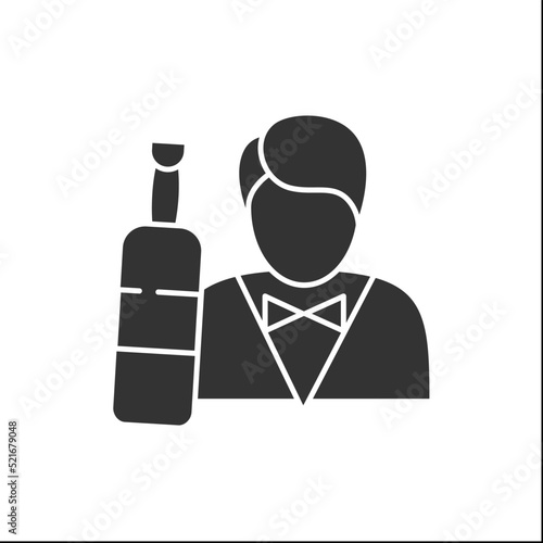 Barman glyph icon. Barista, waiter, sommelier. Restaurant, night club, bar worker. Cocktail party and drinking establishment concept. Filled flat sign. Isolated silhouette vector illustration