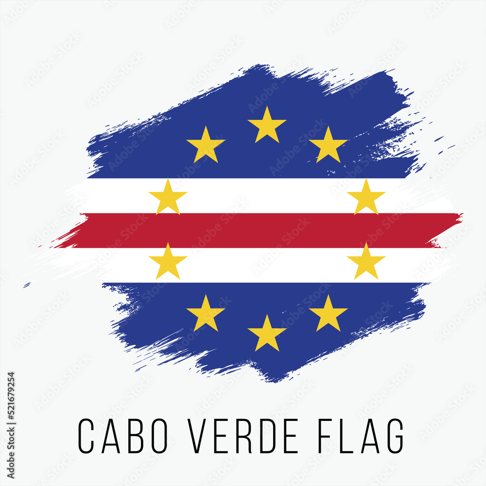 Cabo Verde Vector Flag. Cabo Verde Flag for Independence Day. Grunge