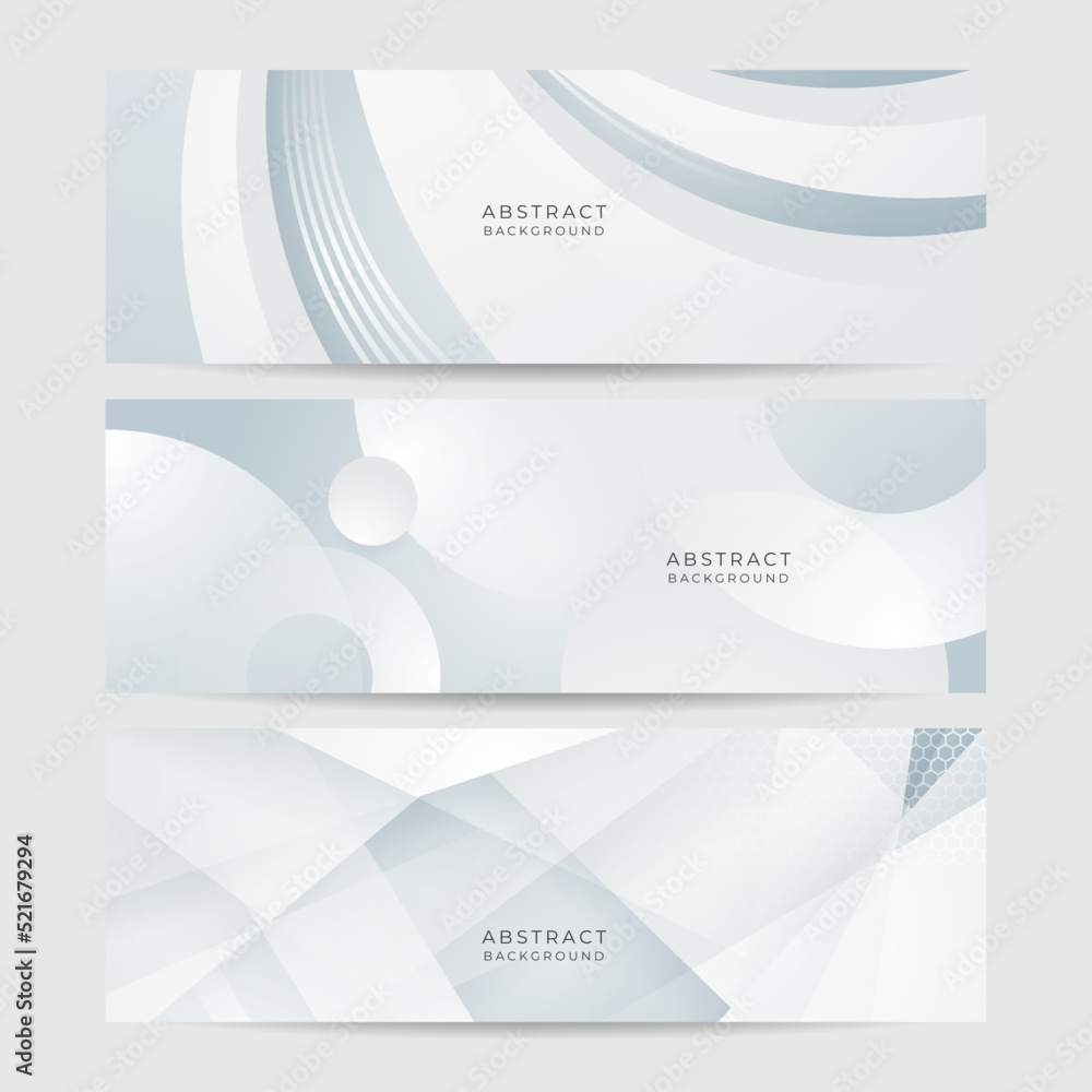 Fototapeta premium White abstract banner. Modern elegant white gray banner with creative design and shiny lines. Minimal vector stripes design. Simple texture graphic element. Vector abstract pattern background template