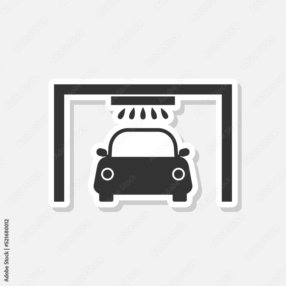 Car wash sticker icon isolated on white Car wash sticker icon isolated on white